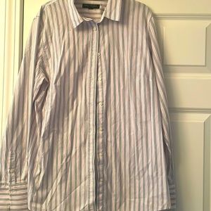 Banana republic, size 12, women’s button-down dress, shirt, pink, gray, white
